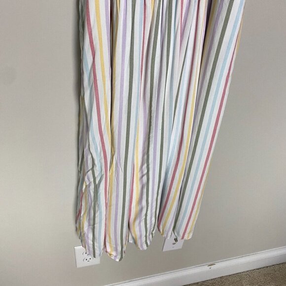 Torrid Ruffle Strap Midi Challis Pastel Smocked Striped Dress Size 0 or Large - Picture 7 of 9